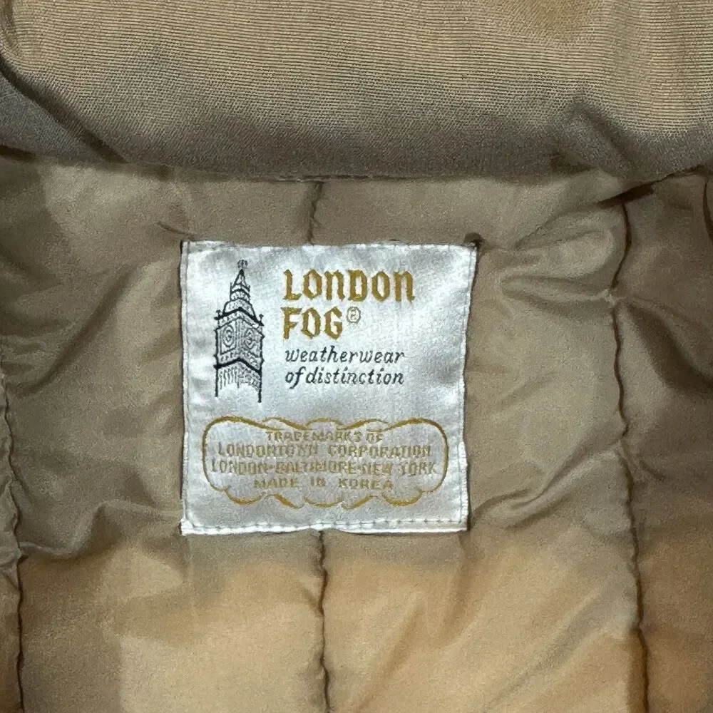Vintage 80s London Fog Parka 40R Quilted Hooded Coat Big Ben‎ Zip Korea